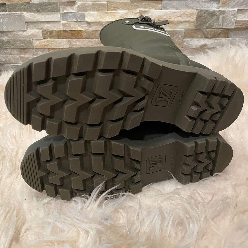Louis Vuitton 40 Rubber Territory Boots | Olive Green, Calfskin EU 40/US 9 Italy - Picture 6 of 14